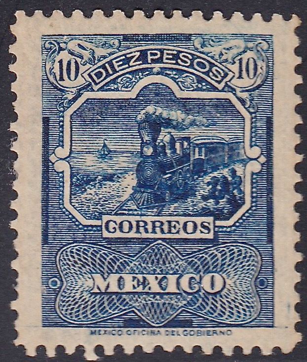 The 10 pesos top value of Mexico's Mail Transportation issue