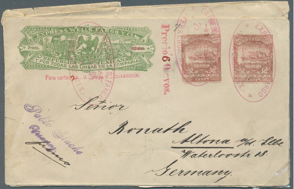 An 1872 Wells, Fargo cover from La Paz to San Francisco with special handling 'express' label