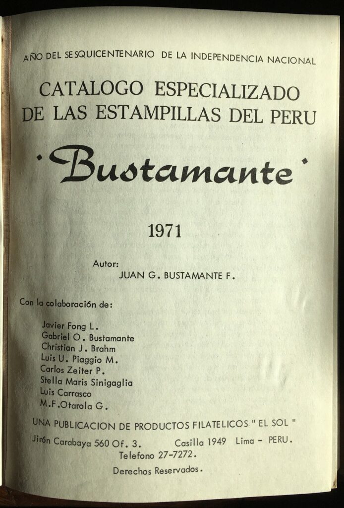 The Peru Bustamante Catalogue